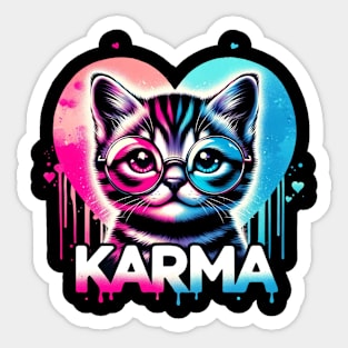 Cat Heart Shape Funny Gifts For Girls Kids Women Men Karma Sticker